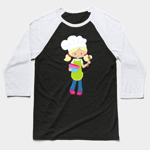 Baking, Baker, Bakery, Cute Girl, Blonde Hair Baseball T-Shirt by Jelena Dunčević